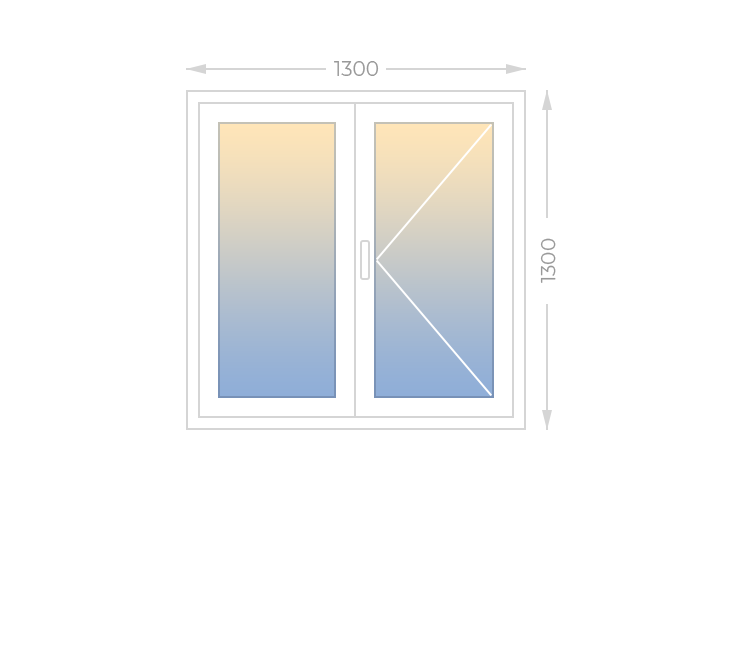 Двухстворчатое окно с поворотной створкой - фото - 1
